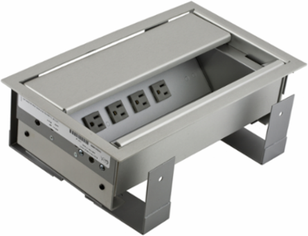 Recessed Furniture Connectivity Box Work Surface Elite, 4 Power Outlets, 14.9 Inch Width