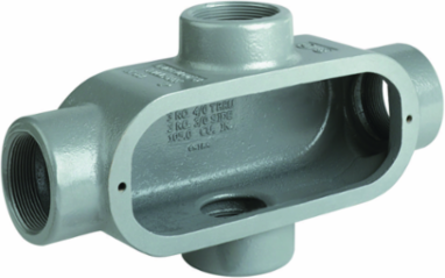 3/4 Inch Iron Conduit Body with Smooth Wire Bushings, Raintight Design