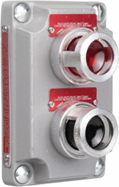 Aluminum Double LED Pilot Light Cover 7.625 Inch x 5.75 Inch, Red-Green
