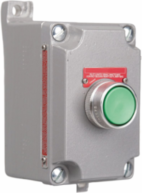 Aluminum Push Button Control Station, 1/2 Inch Hub, 10A Amperage Rating, Momentary Action