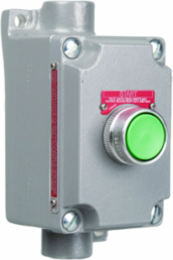 Aluminum Push Button Control Station, 1/2 Inch Hub Size, 10 A Amperage Rating, Green