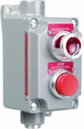 Aluminum Control Station with Red Momentary Push Button and Pilot Light, 3/4 Inch Hub Size