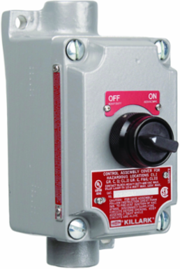 Aluminum Control Station 2-Position Selector Switch, 3/4 Inch Hub Size