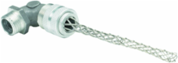 1/2 Inch Aluminum 90° Cord Connector with Mesh Grip, Cord Range .250-.375