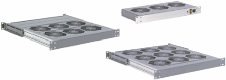 Rack-Mountable Fan Assemblies, 945CFM 230V, Lt Gray, Steel