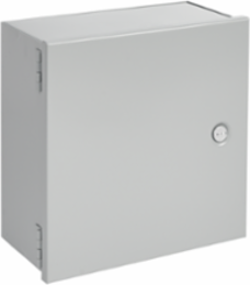 Small Hinge-Cover Enclosure Type 1, 10.00x10.00x4.00, Gray, Steel