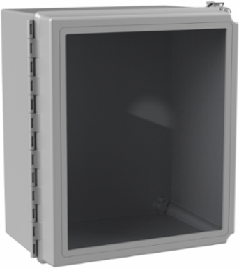 Continuous Hinge QR Window Cover Enclosure 14 Inch x 12 Inch x 8 Inch, Fiberglass, NEMA 4X