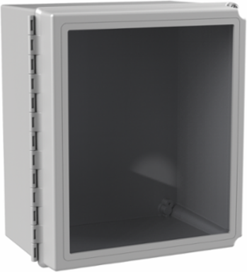 Continuous Hinge Window Cover Enclosure 14x12x8 Inch, NEMA Type 12, Fiberglass