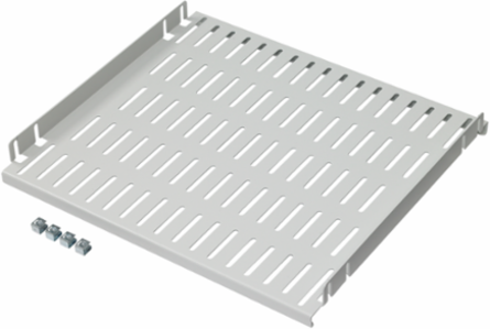Vented Shelf 19-inch Rack Mount Fixed, 708mm depth, Light Gray, Steel