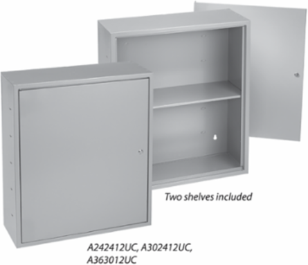 Locking Utility Cabinet, 36 Inch x 30 Inch x 12 Inch, Gray Steel