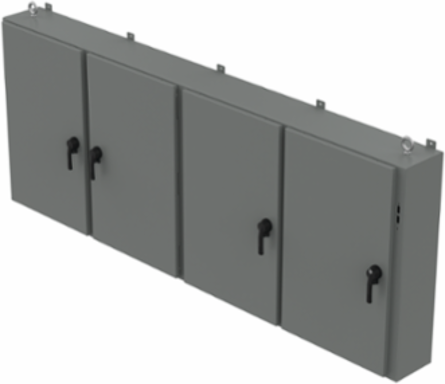 Low-Profile 4-Door Disconnect Enclosure 42x108.5x10 Inch, Steel, Gray, NEMA 12