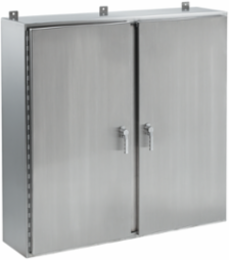 Wallmount 2-Door 3-Point Latch Type 4X, 48x48x12, Brushed, SS 304