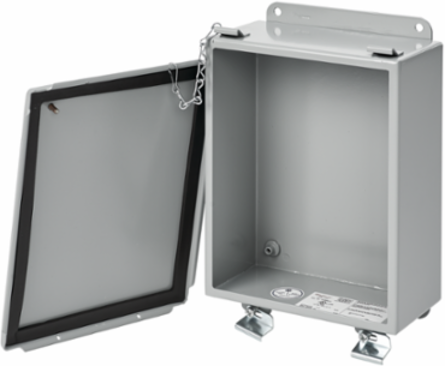 Lift-Off Clamp Cover Enclosure 6.00x4.00x3.00 Inch, Gray, Mild Steel, NEMA 12