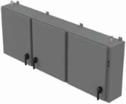 Low-Profile 3-Door Disconnect Enclosure, 60 Inch x 118.25 Inch x 12 Inch, Steel, Gray