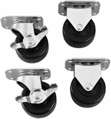 Stationary Caster Kit, 3 Inch Dia x 3.72 Inch Height, Steel, Load Rating 210 lb.
