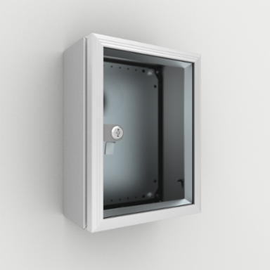Transparent door, 600x400, Aluminium, 3mm double bit lock, IP54