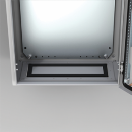 Ventilated gland plate with Filter, AFV, 128x342x12mm, Light Gray, Mild Steel