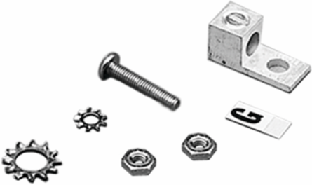 Grounding Lug Kit for AWG 2-14 Wire, Tinned Steel, Insulated Green/Yellow