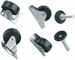 Compact Series 4 Casters for Pedestal Base, 0.5 lb, Rubber, Swivel