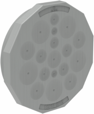 Round Cable Entry Plate 58x58x12mm 11 Entries IP54, Gray Plastic