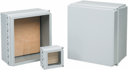 Hinge-Cover WiFi Enclosure, 6 Inch x 6 Inch x 4 Inch, Light Gray, Fiberglass, NEMA 4X