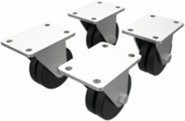Network Cabinet Caster Kit, Plated, Steel