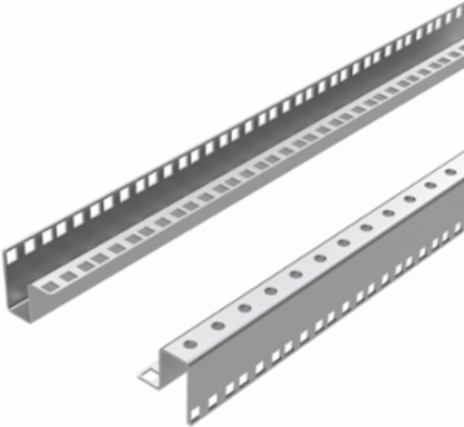 19 Inch Mounting Profile, 2 mm Zinc Plated Steel, 11 Rack Units