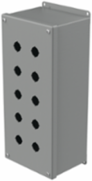 Extra-Deep Pushbutton Enclosure 10PB x 22.5mm, Gray Steel, IP65, NEMA 12