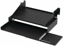 Pullout Keyboard Tray with Monitor Shelf, fits open rack, Black, Steel