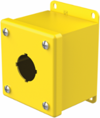 Pushbutton Enclosures Type 12, 1PBx30.5mm, Safety Yellow, Steel