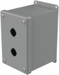 Extra-Deep Pushbutton Enclosure, 2PB x 22.5mm, Gray Steel, NEMA Type 12