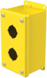 Pushbutton Enclosures Type 12, 2PBx30.5mm, Safety Yellow, Steel