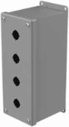 Extra-Deep Pushbutton Enclosure Type 12, 4PB x 22.5mm, Gray Steel, NEMA 12 Rated