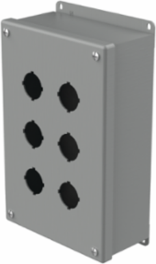 Pushbutton Square Enclosures Type 12, 6PBx30.5mm, Gray, Steel