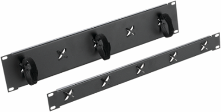 Tie-Down Panel, fits 19-inch rack 2U, Black, Steel