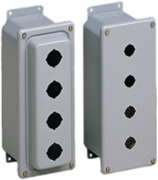 Drawn Pushbutton Enclosure, 3.50 x 4.00 x 2.75 Inch, Gray Steel, NEMA 12, IP66