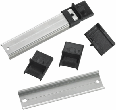 DIN Rail Mounting Adapter - Plastic, Black, 0.1 lb, Smooth Matte Finish