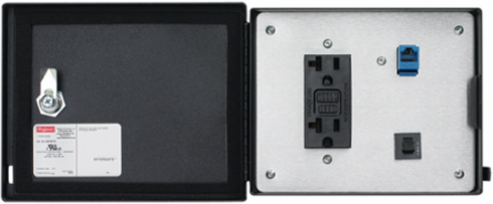 InterSafe Data Interface Port, 143x176x24mm, GFCI, Steel, Black, IP66