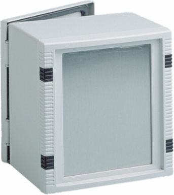 Fixed HMI Bezel 250x250mm Light Gray Steel, Powder Coated