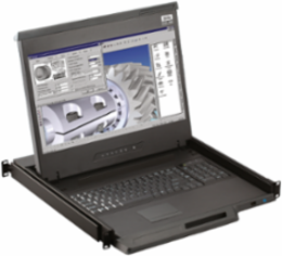 Rack-Mount LCD Console Drawer, LCD 1080P, Black, Steel