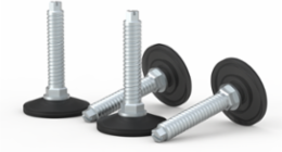 Leveling Feet, 2.63 x 1.89 x 1.89 Inch, Mild Steel/Plastic, 3000 N Load Capacity