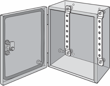 DIN Rail Panel-Mounting Brackets Kit, Zinc Plated, 400mm Case Height, Mild Steel