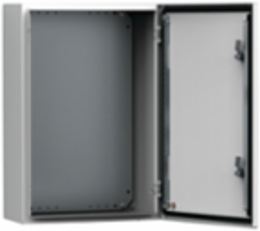Single Door encl. Mild Steel, MAS with Plate, 600x800x300mm, Light Gray