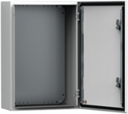 Single Door encl. Mild Steel, MAS with Plate, 1000x600x260mm, Light Gray