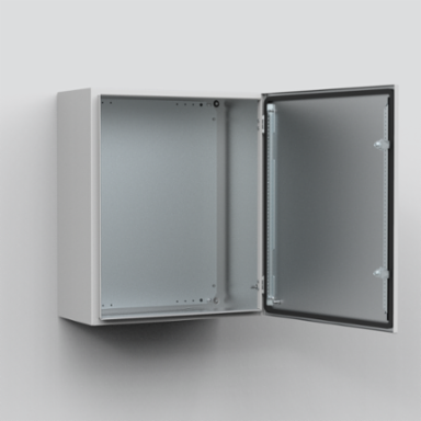 Wall mounted EMC, 400x600x210, Compact encl., 1-door, with MP, mild steel, IP54