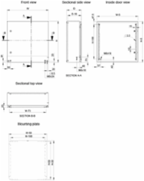Wall mounted EMC, 1000x800x300, Compact encl., 1-door, with MP, mild steel, IP54