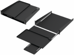 Pivoting Keyboard Shelf with Mouse Tray 90-Deg 2U, Black, Steel