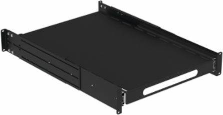 Rack-Mount Sliding Shelf, 19in, 2U, fits 600-800, Black