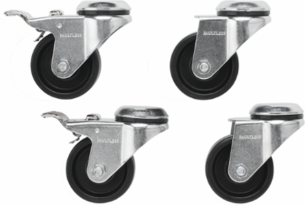 ProLine Caster Kit, 4.33 Inch Height, Galvanized Steel, 1000 lb Load Capacity