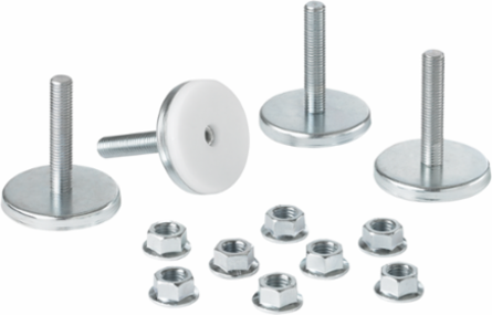 Mobile Base Leveling Kit, 1.22 lb, Black Steel, Hardware Included